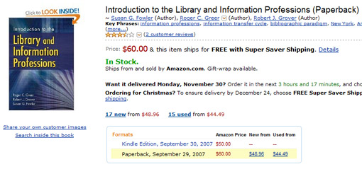 หนังสือ : Introduction to the Library and Information Professions